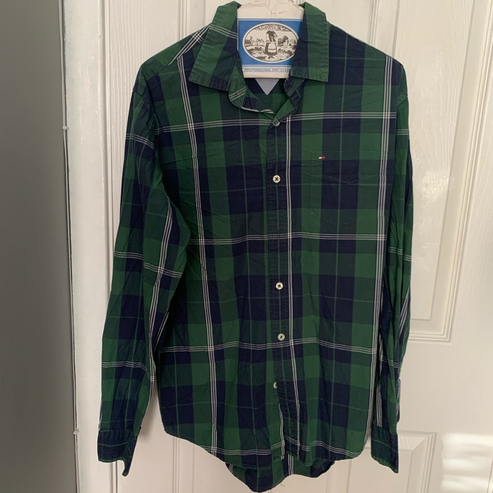 Tommy Hilfiger Dress Shirt Green Medium